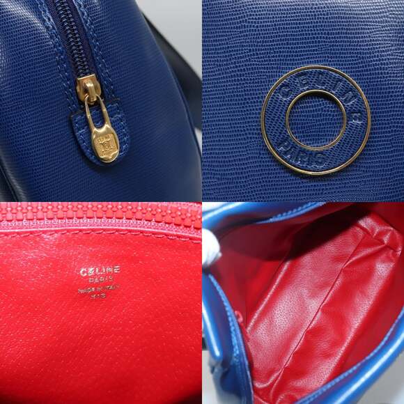 CELINE Shoulder Bag Leather Blue Gold - Picture 11 of 12